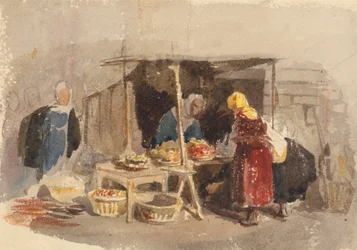 Un étal de fruits dans un marché