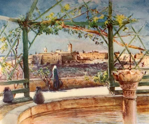 Église de la Nativité à Bethléem depuis un jardin sur la colline opposée, 1902