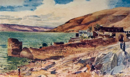 Le lac de Galilée, vue vers le sud depuis Tibériade, 1902