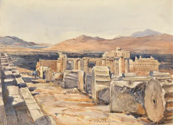 Les Propylées depuis le bord nord du stylobate du Parthénon, Athènes