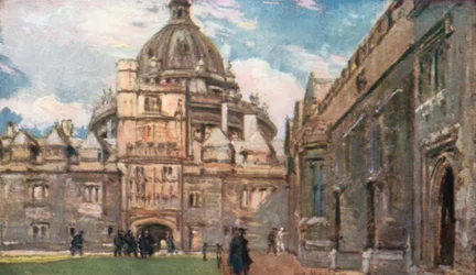 La bibliothèque Radcliffe, ou Camera Bodleiana, vue du quadrilatère de Brasenose College (lithographie couleur)