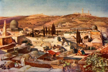 La zone du Temple et le mont des Oliviers depuis le mont Sion, 1902