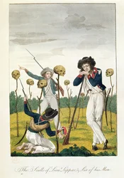 Les chabots de Lieu Leppar, six de ses hommes, par J.G. Stedman