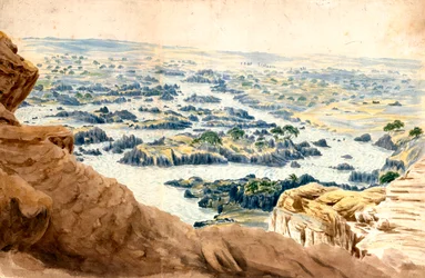 Paysage, Cataracte, Égypte, 19e siècle