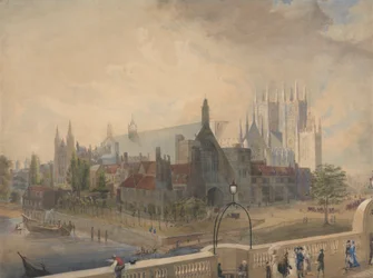 Vue de Westminster Hall et Abbey depuis le pont