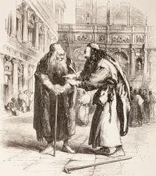 Illustration pour Le Marchand de Venise, Shylock et Tubal se rencontrent dans la rue, Acte III, Scène I, de 