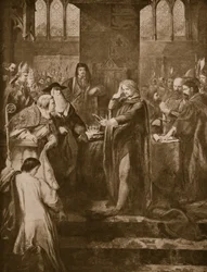 Le roi Richard II abdiquant la couronne à son cousin Bolingbroke, illustration de 