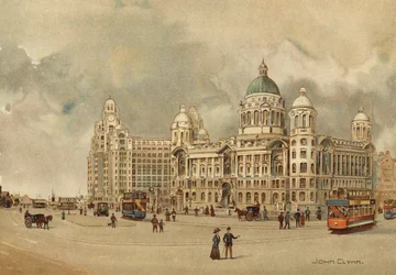 Liverpool : Bureaux du Mersey Docks and Harbour Board, The Liver Building, etc., Approche du Landing Stage