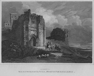 Entrée du château de Warkworth, Northumberland, 1814