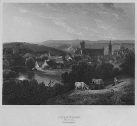 Jedburgh, Vue générale. Roxburghshire, 1814