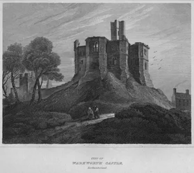 Donjon du château de Warkworth, Northumberland, 1814