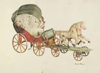 Calèche et chevaux, vers 1940