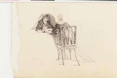 Homme et femme écrivant à une table