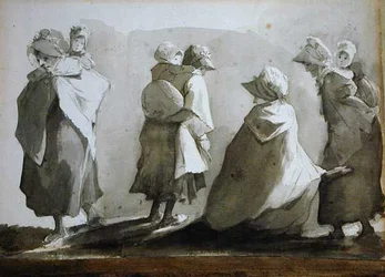 Paysannes et enfants