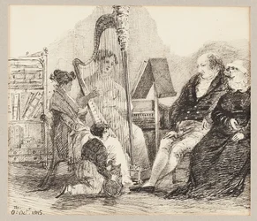 Jouer de la musique à la harpe, 1815