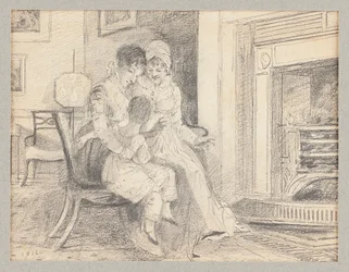 Trois près du feu, avec John W âgé de 3 ans, 1812