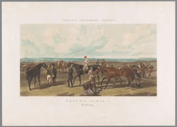 Chevaux sellés pour la course, Courses - Planche 1. Sellage (titre sur l