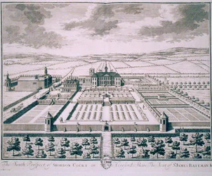 Vue sud de Shobdon Court, Herefordshire, la résidence de Sir James Bateman