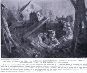 Le caporal Selwood a remporté un DCM pour avoir observé des Allemands en reconnaissance près des enchevêtrements britanniques à Le Gheer avril 1915