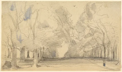 Avenue of Trees (graphite avec lavis bleu et gris sur papier vélin)