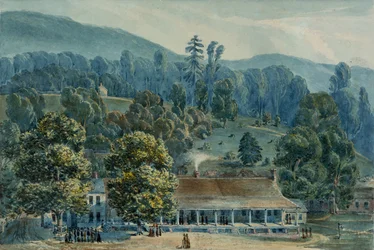 Salle à manger et bureaux de scène à White Sulphur Springs, 1832
