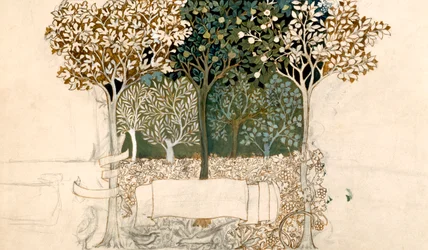 Arbres dans un verger, design de tapisserie pour Morris and Co.