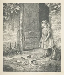 Planche 20. Une jeune fille et des poussins, de 