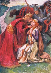 La reine Guenièvre accueille Enid, illustration pour 