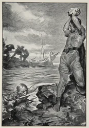 Thorbion soulevant la pierre énorme, de 