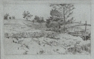 Paysage avec mur de pierre
