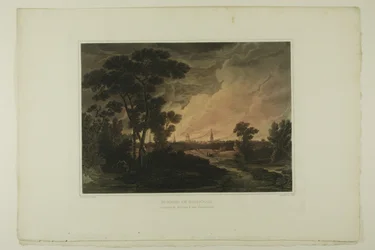 Incendie de Savannah, planche quatre du deuxième numéro de Vues pittoresques des paysages américains