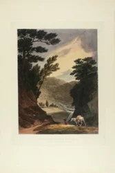 Vue près des chutes de Schuylkill, Pennsylvanie, planche cinq du premier numéro de Picturesque Views of American Scenery