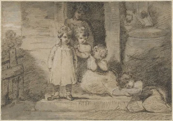 Quatre enfants et une fille plus âgée
