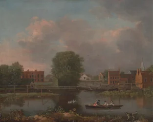Un paysage fluvial, peut-être une vue depuis l