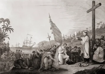 Colomb découvre le Nouveau Monde (gravure)