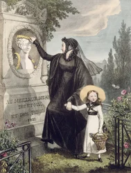 Le cimetière du Père Lachaise, imprimé par Charles Joseph Hullmandel, pub. 1822