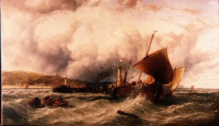 Chalutiers au large du port de Boulogne