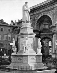Statue de Léonard de Vinci, Milan, Italie, fin du XIXe siècle.