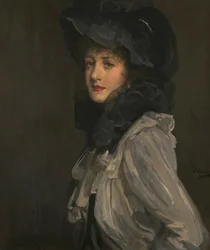 Dame en gris et noir