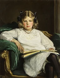 Portrait de Betty, assise aux trois quarts, lisant un livre