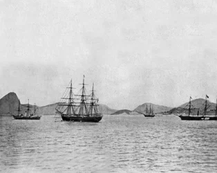 Port de Rio de Janeiro au Brésil (photo n/b)