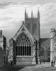 Chapelle du Merton College, depuis la cour, Oxford, 1834