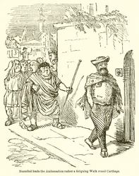 Hannibal conduit les ambassadeurs dans une marche fatigante autour de Carthage