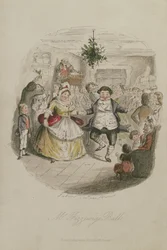Le bal de Mr Fezzywig, illustration de Un chant de Noël par Charles Dickens, pub.1843