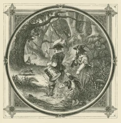Les lièvres ne sont pas attrapés au son du tambour, ni les oiseaux avec des tartes (gravure)