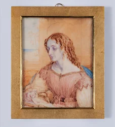 Jeune femme avec une auréole dorée