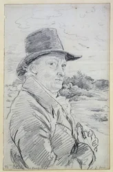 William Blake portant un chapeau, (inscription : Wm Blake à Hampstead) c.1825