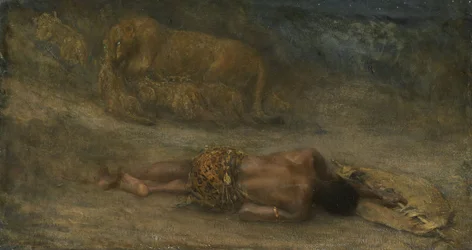 Une lionne et ses petits près d