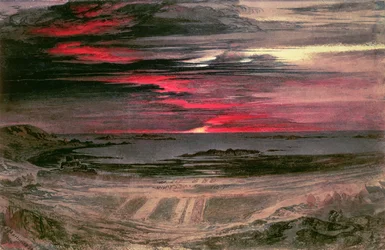 Coucher de soleil sur une baie rocheuse