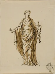Figure allégorique debout avec caducée (Paix ?)